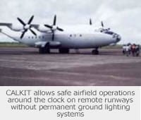 Airplane on a runway ready to use the Aeronautical & General Instruments (AGI) Ltd CALKIT on the airfield