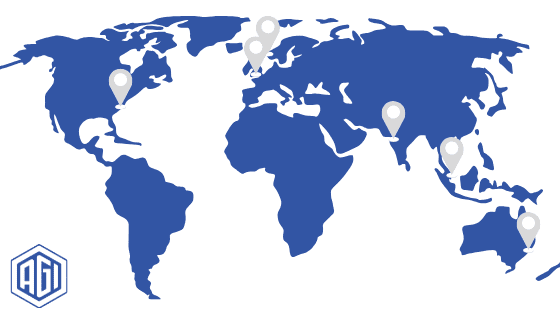 Map showing technical support centres