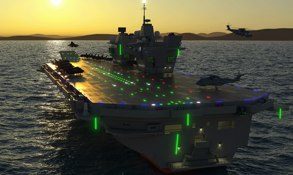 AGI Visual landing Lights shown on a typical aircraft carrier